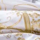 White Egyptian Cotton Bedding set US King Queen size Chic Golden Embroidery Bedding sets Super Soft Bed sheet set Duvet cover