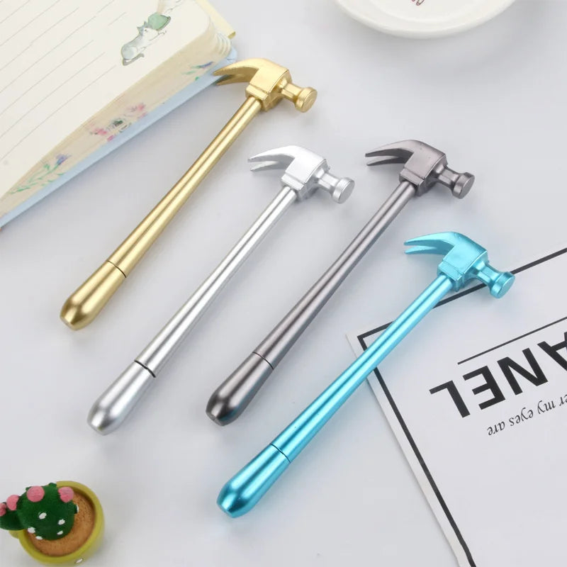 4 Piece Creative Metallic Hammer Tools Stationery Gel Pen Simulation Cute