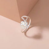 LossTower Creative Luminous Cat Claw Heart Ring Love Adjustable Glow In The Dark Ring for Halloween Accessories Gift Men Women
