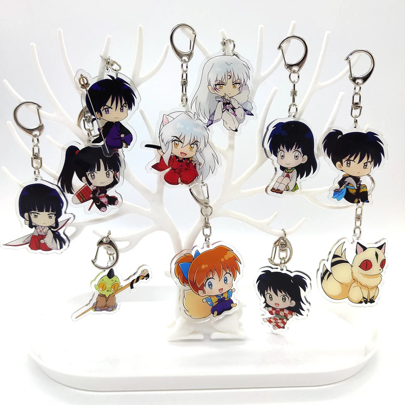 11pcs/set Anime Inuyasha Acrylic Keychains Accessories Cute Bag Pendant for fans gifts