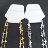 Stainless Steel Fashion Cross Shape Link Chain Necklace For Men Women Gold Silver Color Trendy Choker Jewelry Accessories Gift