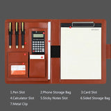 Leather University A4 Conference Portfolio Folder Clipboard Paper for Document Desk Organizers Suitcase for Office Stationery
