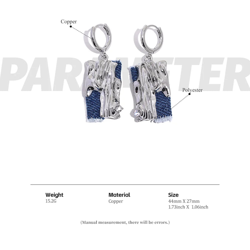 Eetit Vintage Denim Originality Personality Fashion Copper Earrings Drop Dangle Jewelry for Stylish Women Gift