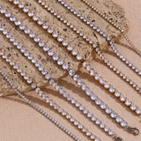 E.B.belle Popular Shiny Zircon Gold Silver Color Stainless Steel Different Width Tennis Bracelet Waterproof Jewelry For Woman