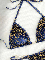 2024 Brazilian Summer Women Leopard Pearl Bathing Suit Beachwear Thong Two Pieces Set Special Fabric Halter Neck Swimwear Bikini
