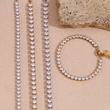 E.B.belle Popular Shiny Zircon Gold Silver Color Stainless Steel Different Width Tennis Bracelet Waterproof Jewelry For Woman