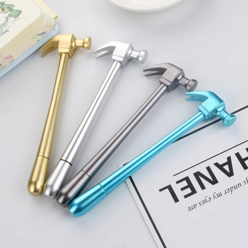 4 Piece Creative Metallic Hammer Tools Stationery Gel Pen Simulation Cute