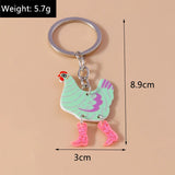 Cartoon Hen Keychain Animal Chicken Charms Keyrings for Women Men Car Key Handbag Purse Hanging Key Chains DIY Accessories