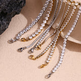 E.B.belle Popular Shiny Zircon Gold Silver Color Stainless Steel Different Width Tennis Bracelet Waterproof Jewelry For Woman