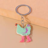 Cartoon Hen Keychain Animal Chicken Charms Keyrings for Women Men Car Key Handbag Purse Hanging Key Chains DIY Accessories