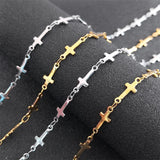 Stainless Steel Fashion Cross Shape Link Chain Necklace For Men Women Gold Silver Color Trendy Choker Jewelry Accessories Gift